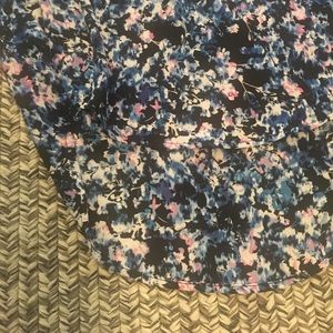 Lush Tops - Blue, pink, black & white floral hi-low top Lush Tops - Blue, pink, black & white floral hi-low top